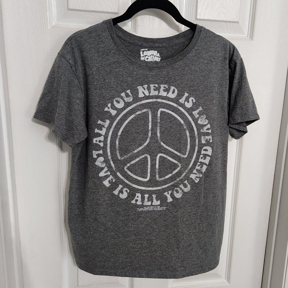 Beatles "All You Need is Love" cropped vintage t-shirt peace sign